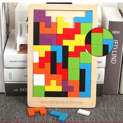 Multicolor Wooden Tetris Blocks  For Kids