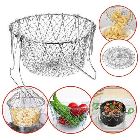 Stainless Steel Multi-Functional Foldable Chef Basket –  !  اب کھانے پکانا اور تلنا ہوا آسان